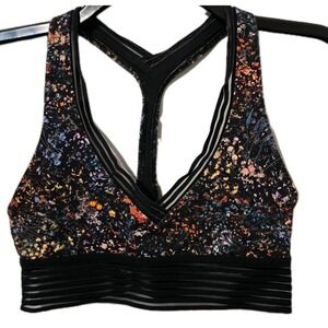 Lululemon Find Focus Sports Bra, Flower/Black Mesh Detail No Pads Size 4